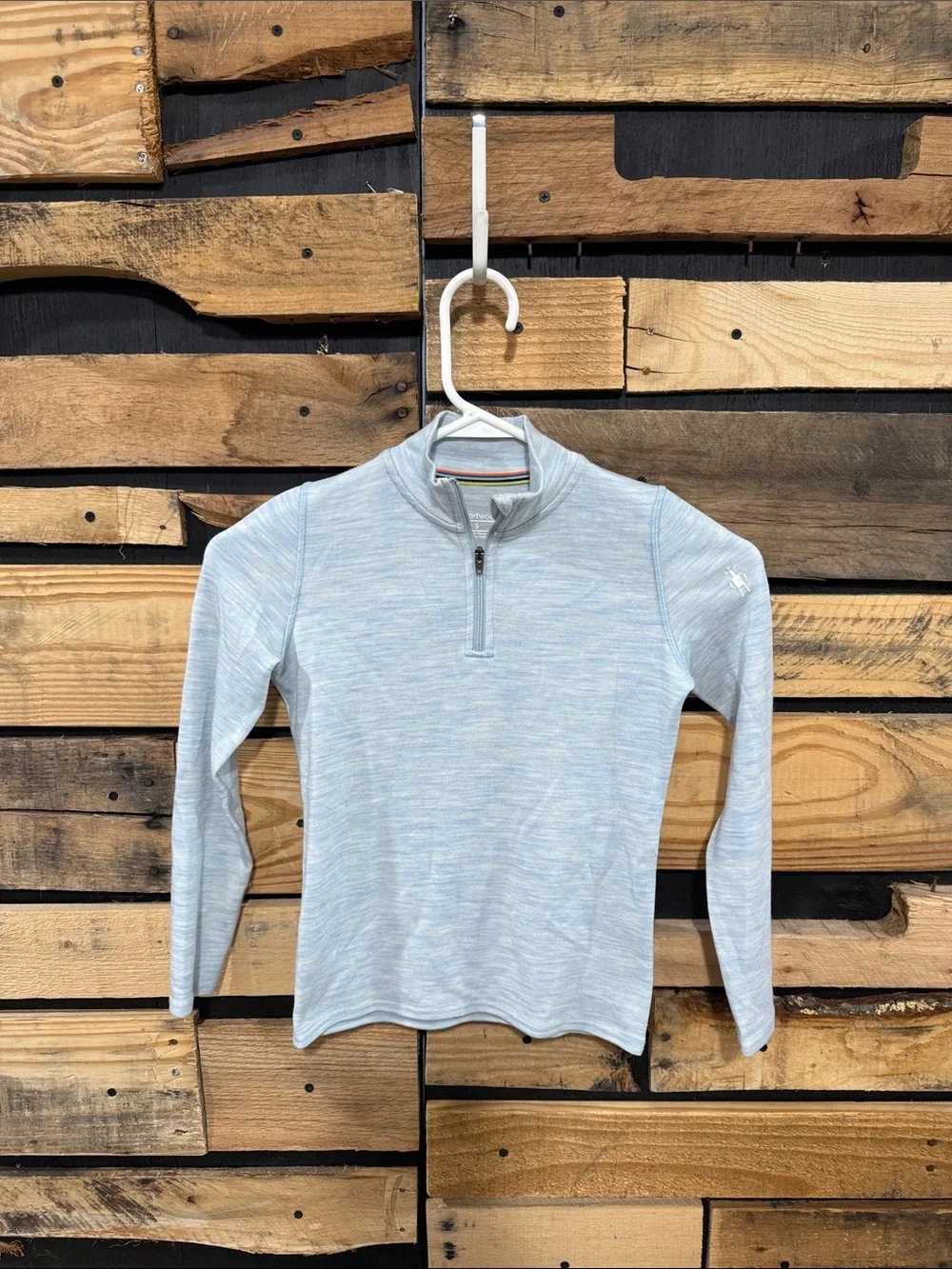 Smartwool Girls Small Merino 250 Base Layer Quarter-Zip Top, Blue